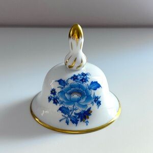 Vintage Herend Nanking Bouquet Blue Table Bell Hand Painted Porcelain